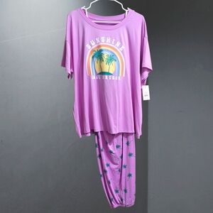 Joyspun Pajamas Palm Tree Set Cool Breeze Size 2X